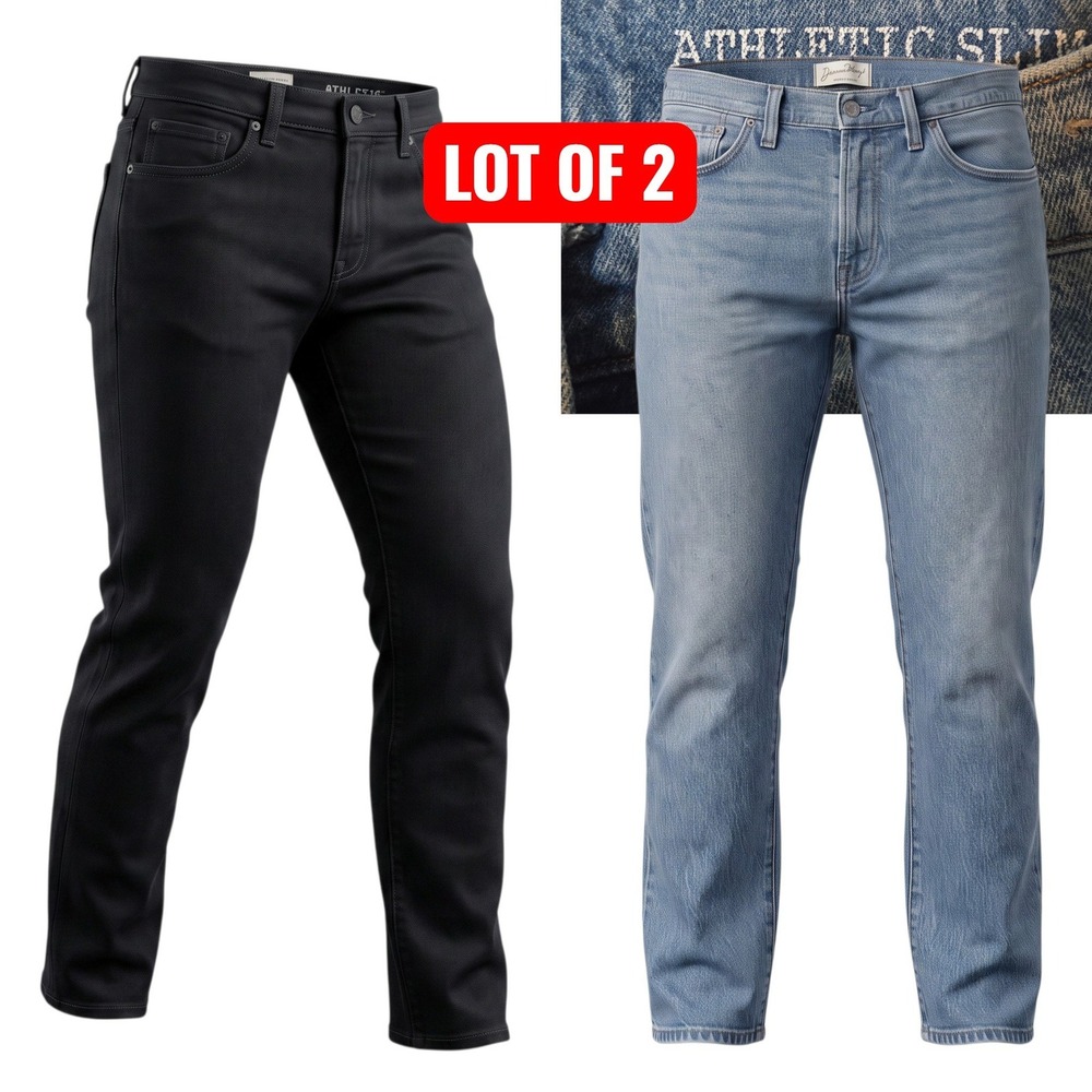 Madewell Athletic Slim Jeans Men 36 Black Blue Lot of 2 Denim 36x30